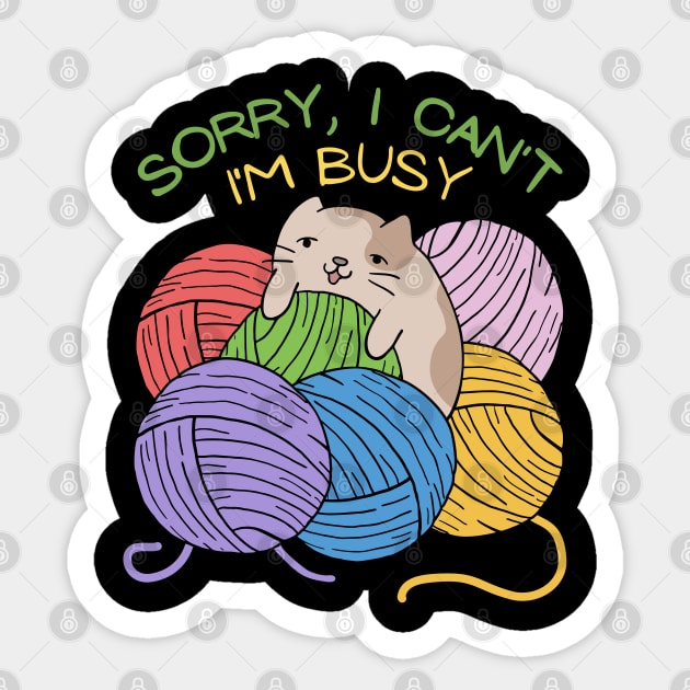 Sorry I cant Im busy cat in glasses funny sarcastic messages sayings and quotes Sticker by BoogieCreates